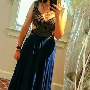 Prom dress - gold and blue